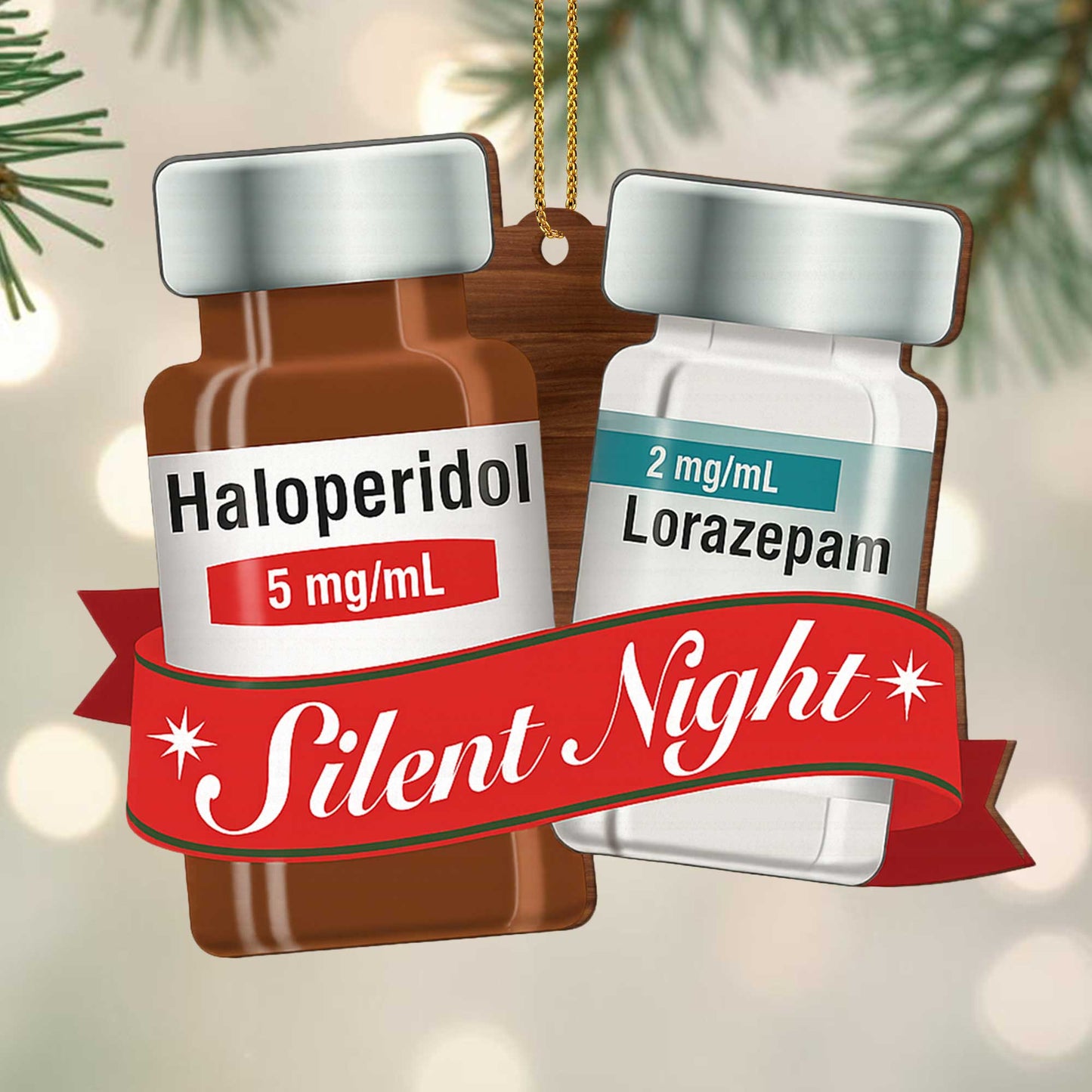 Silent Night Medication Bottles Ornament