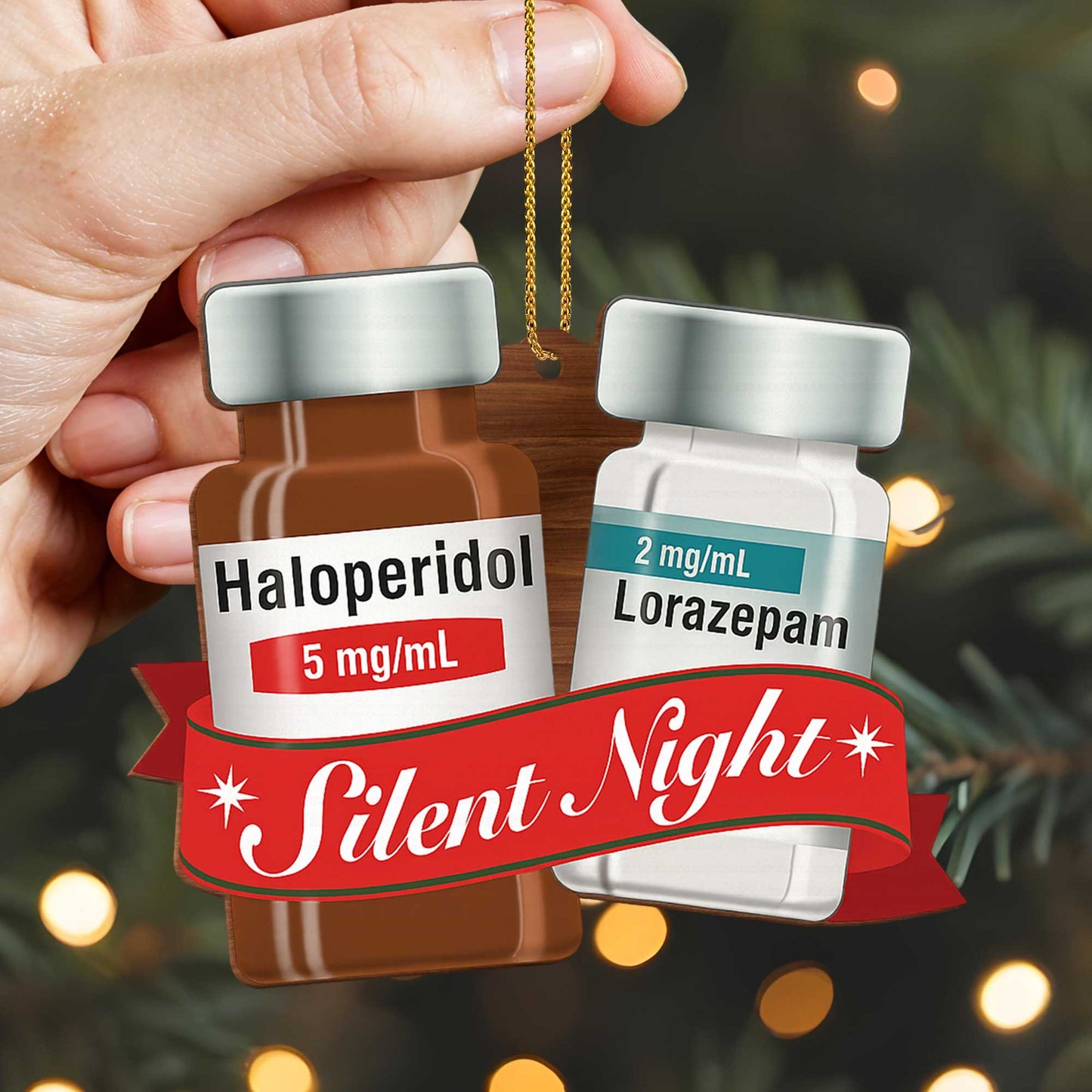 Silent Night Medication Bottles Ornament