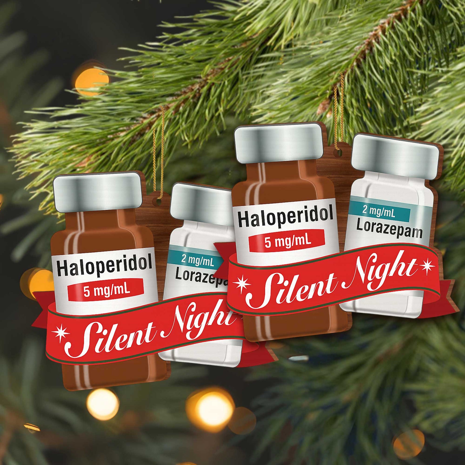 Silent Night Medication Bottles Ornament