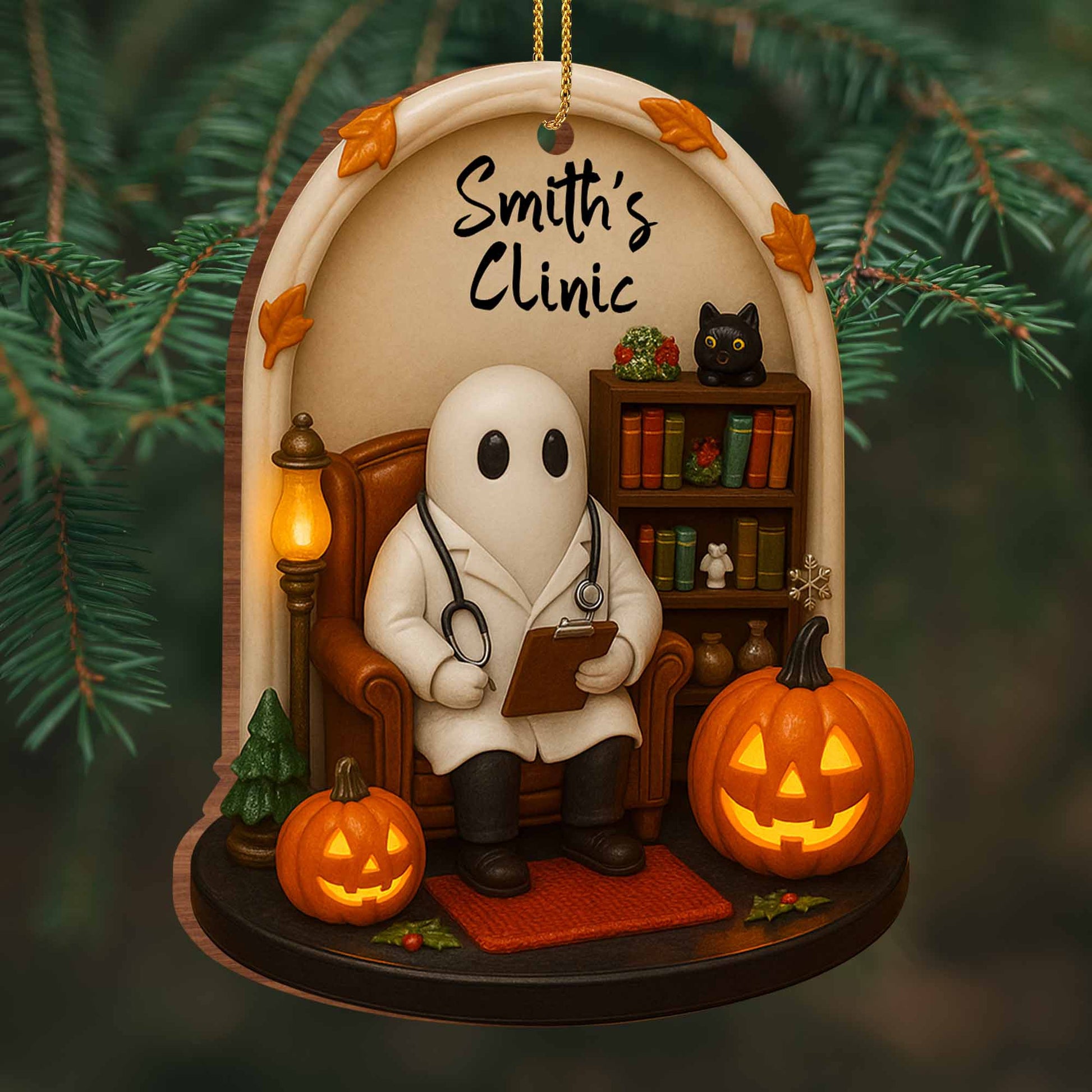 Celebrate Halloween With Ghost, Pumpkins, And Black Cat