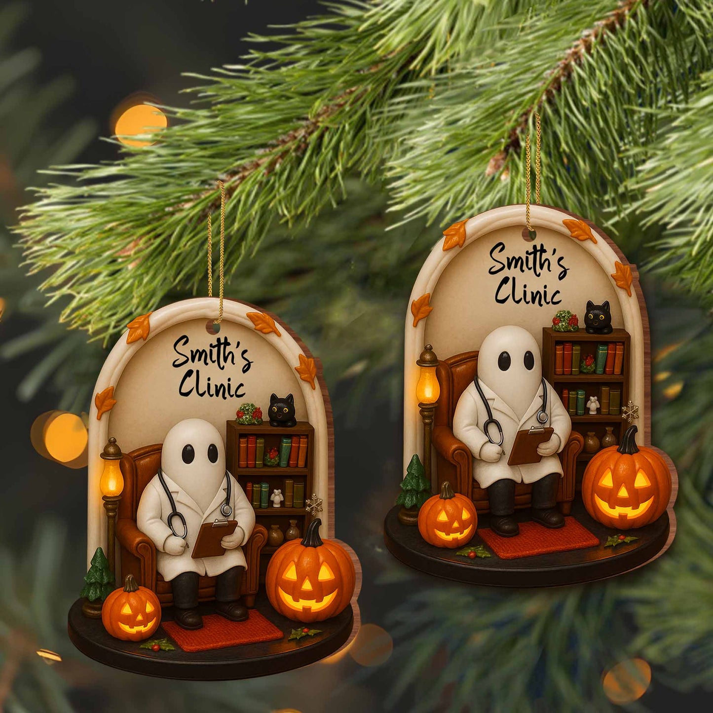 Celebrate Halloween With Ghost, Pumpkins, And Black Cat