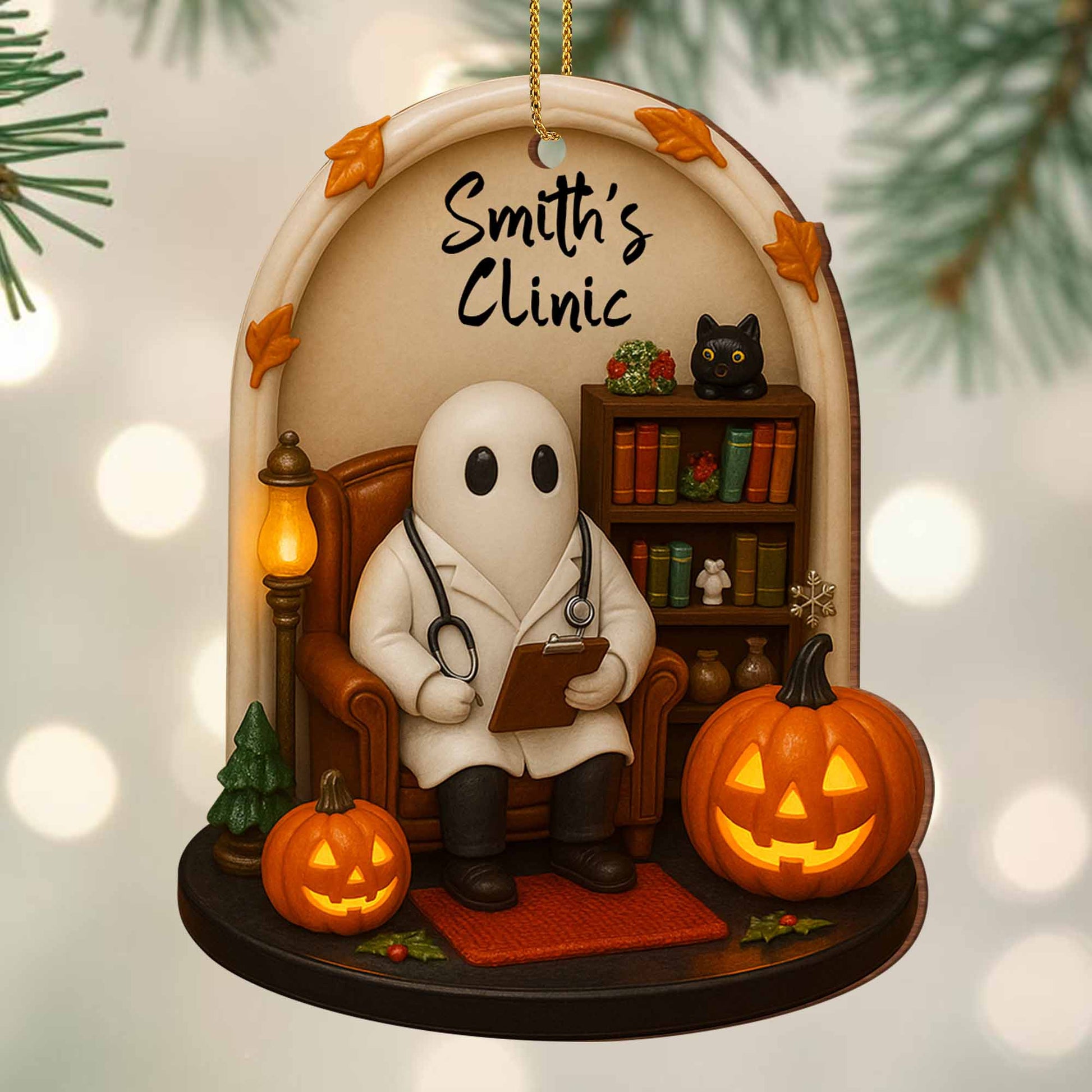 Celebrate Halloween With Ghost, Pumpkins, And Black Cat