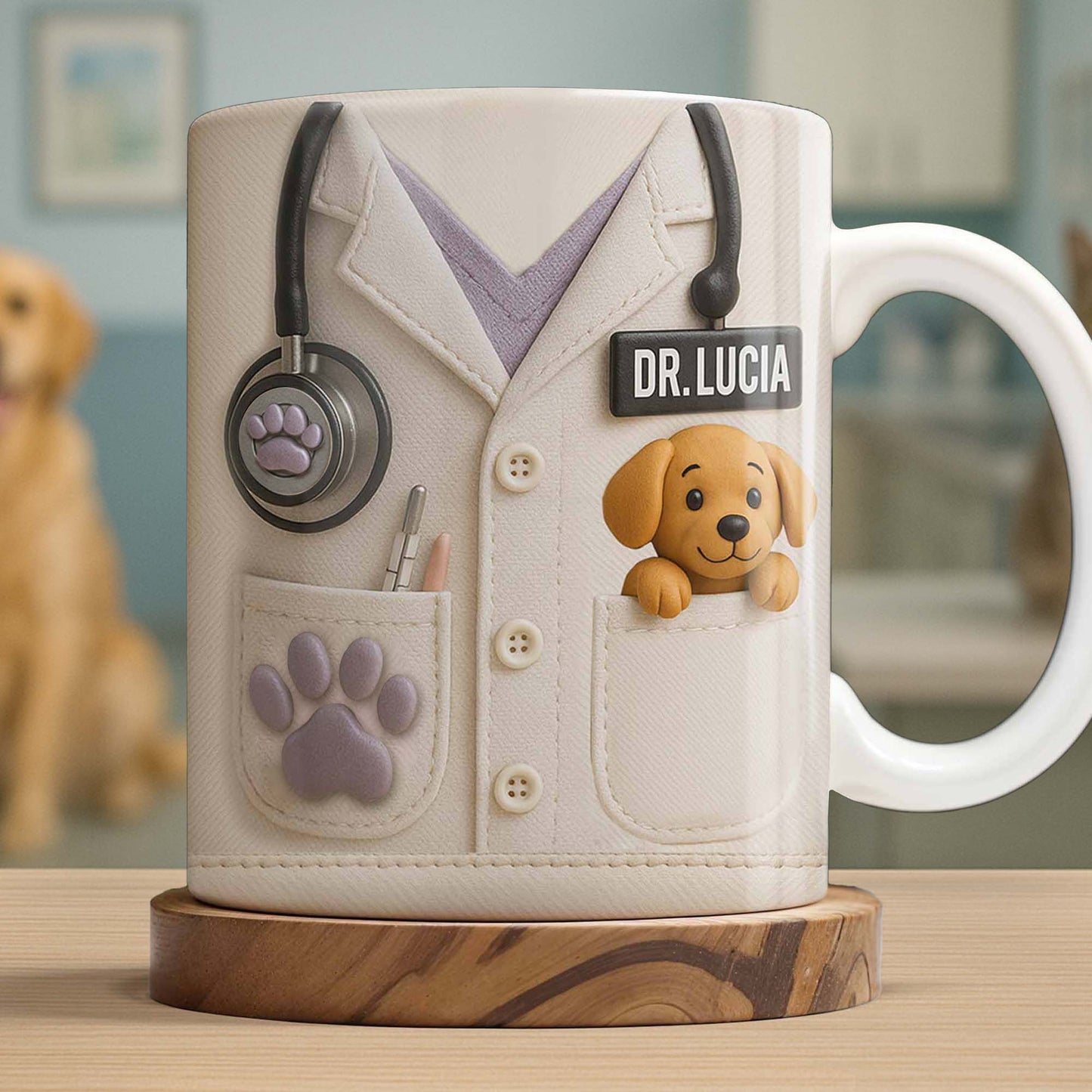 The Perfect Gift For Pet Lovers Featuring Lab Coat And Dog - Personalized Custom Coffee Mug - DOC047_MG
