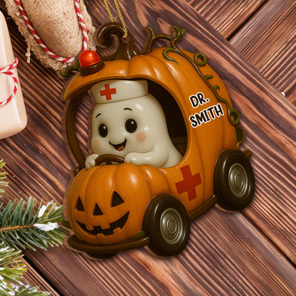 Personalized Ghost in Pumpkin Car Ornament