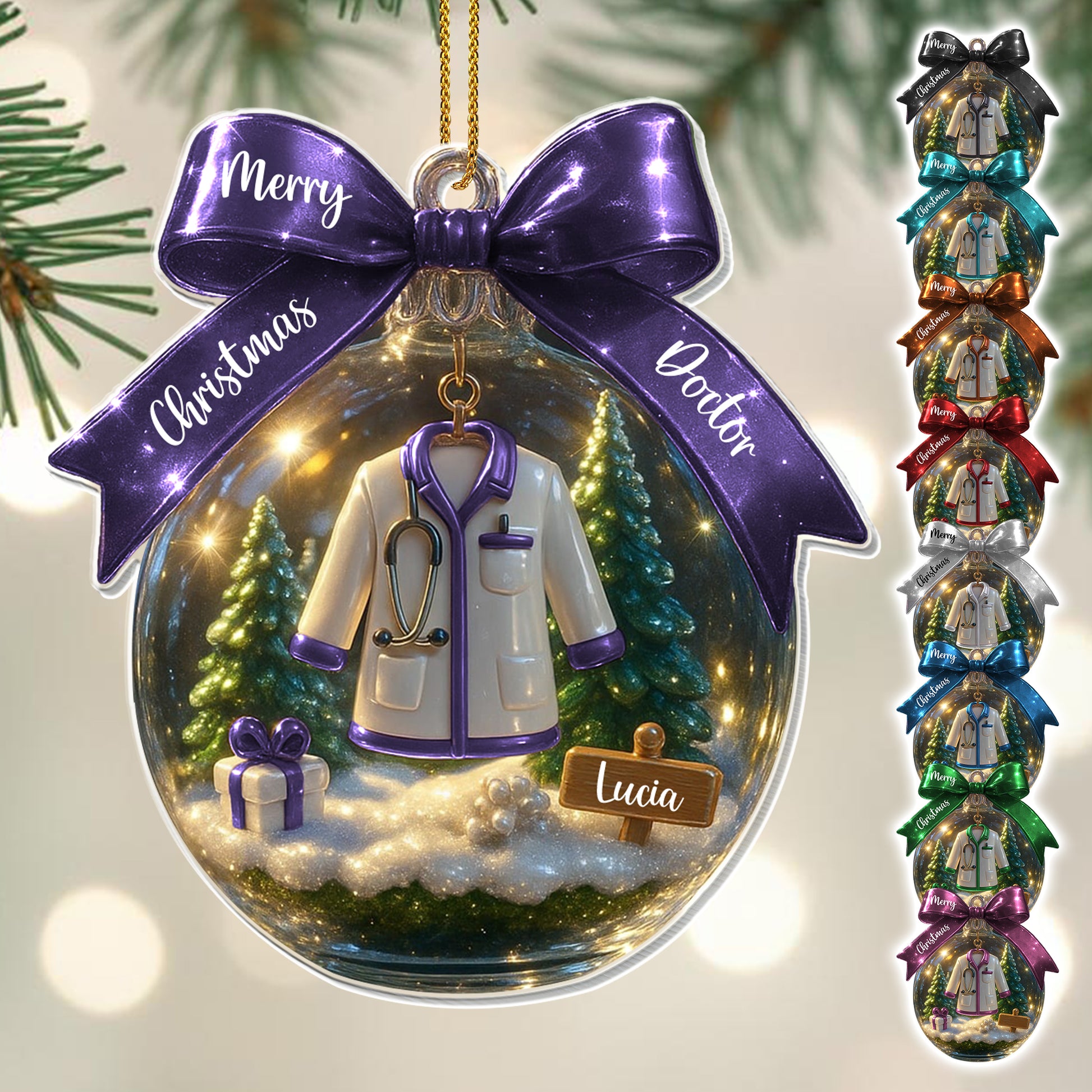 Merry Christmas Doctor With Stethoscope And Coat