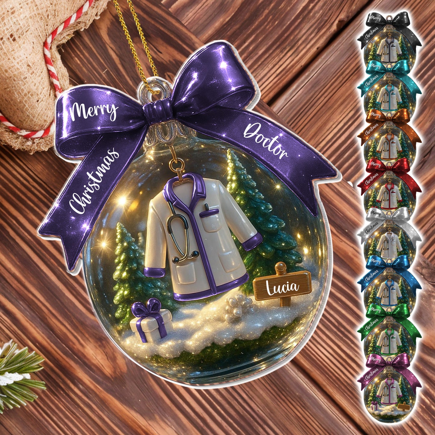 Merry Christmas Doctor With Stethoscope And Coat