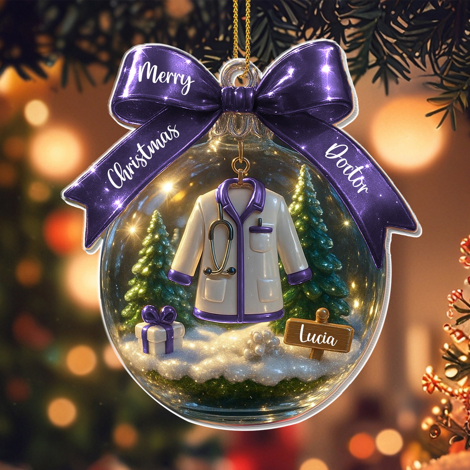 Merry Christmas Doctor With Stethoscope And Coat