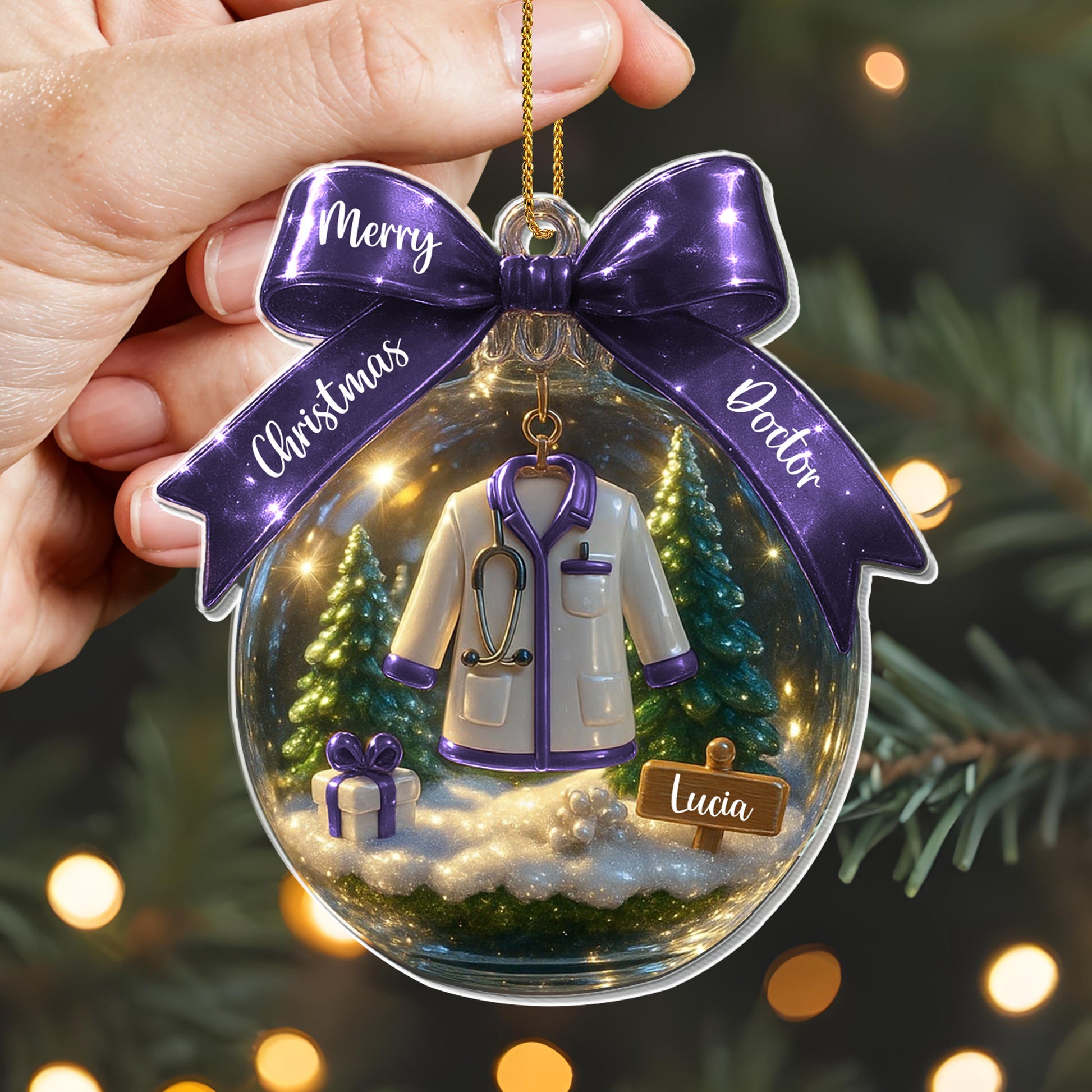 Merry Christmas Doctor With Stethoscope And Coat