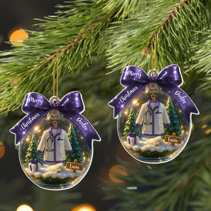 Merry Christmas Doctor With Stethoscope And Coat