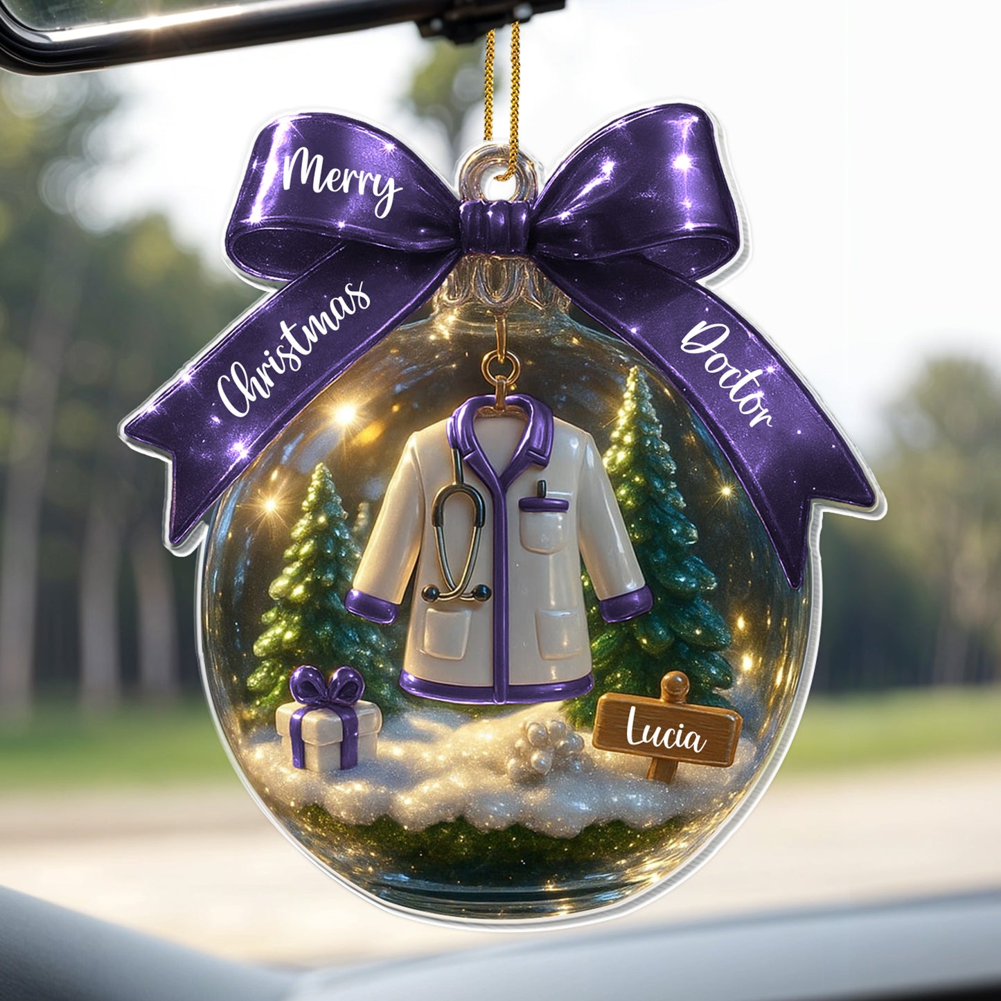 Merry Christmas Doctor With Stethoscope And Coat