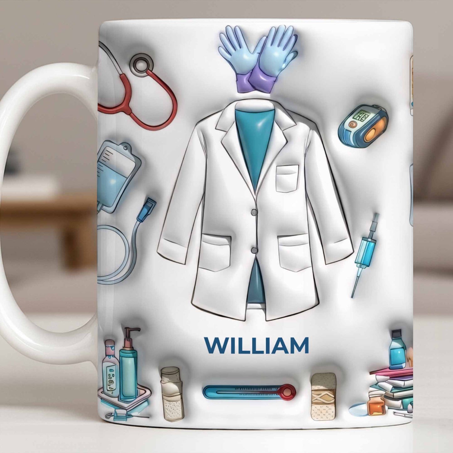 Custom Medical Professional Mug With Stethoscope And Equipment
