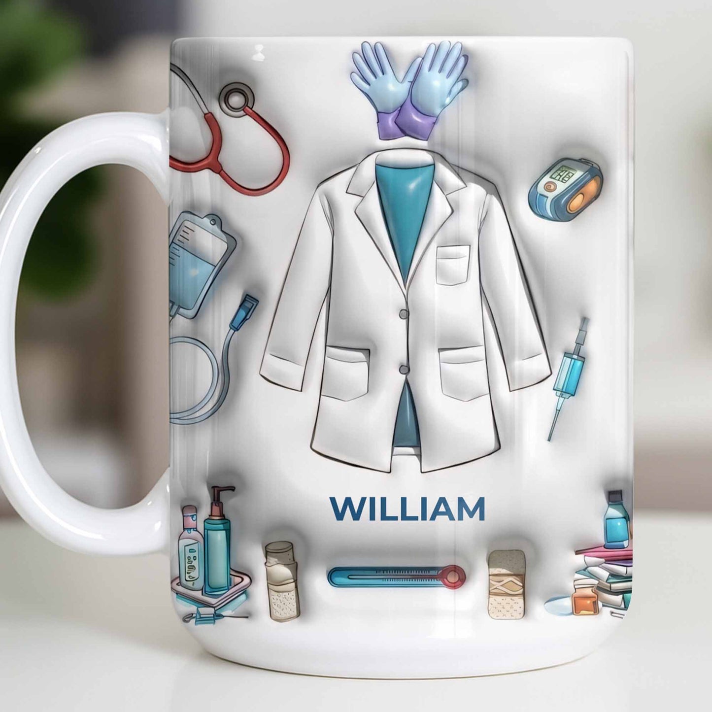 Custom Medical Professional Mug With Stethoscope And Equipment