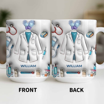 Custom Medical Professional Mug With Stethoscope And Equipment