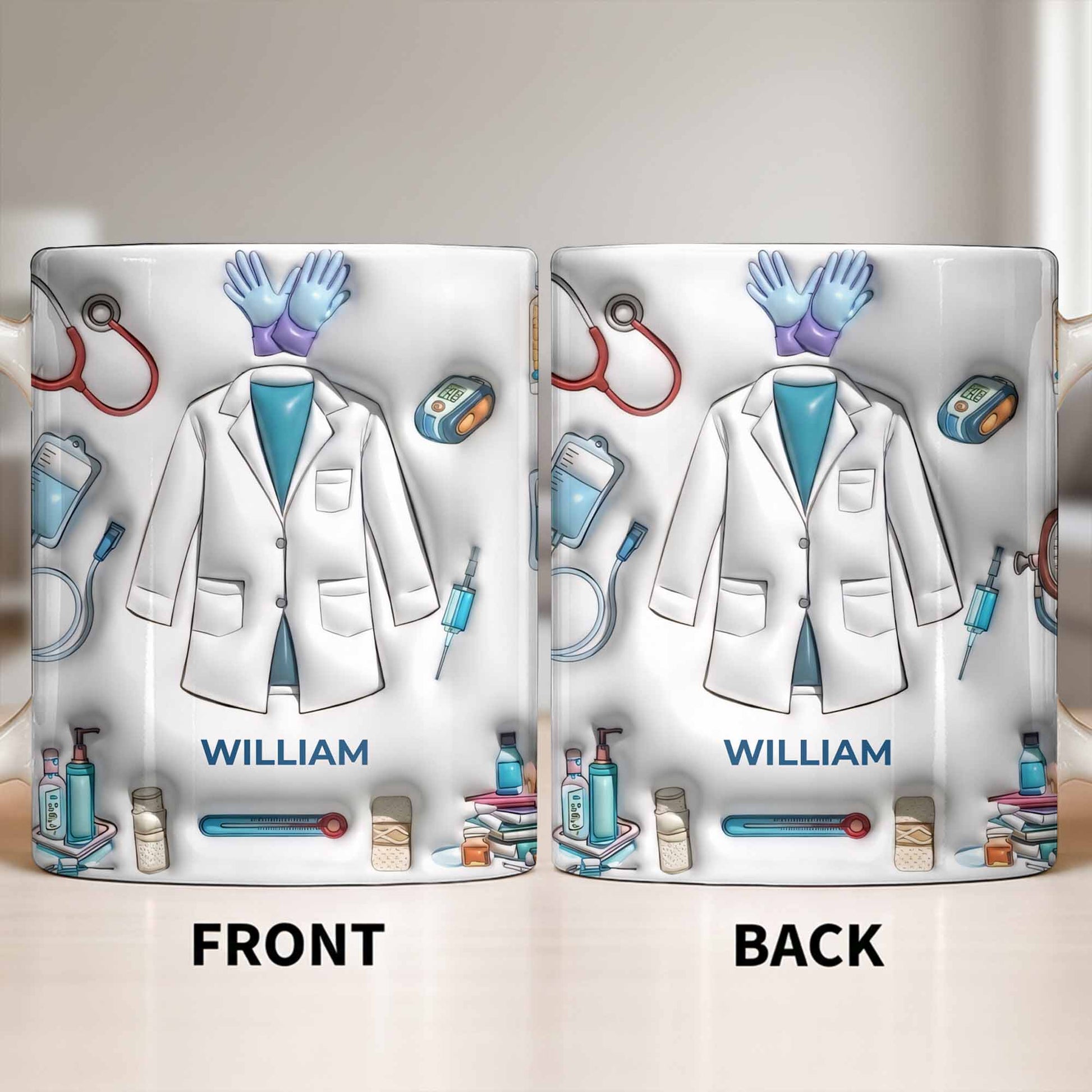 Custom Medical Professional Mug With Stethoscope And Equipment