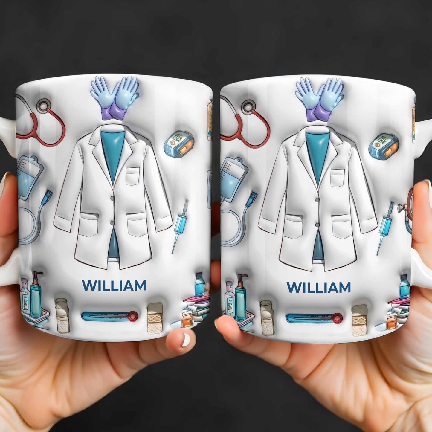 Custom Medical Professional Mug With Stethoscope And Equipment