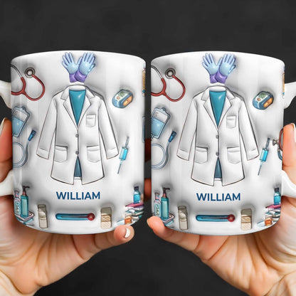 Custom Medical Professional Mug With Stethoscope And Equipment