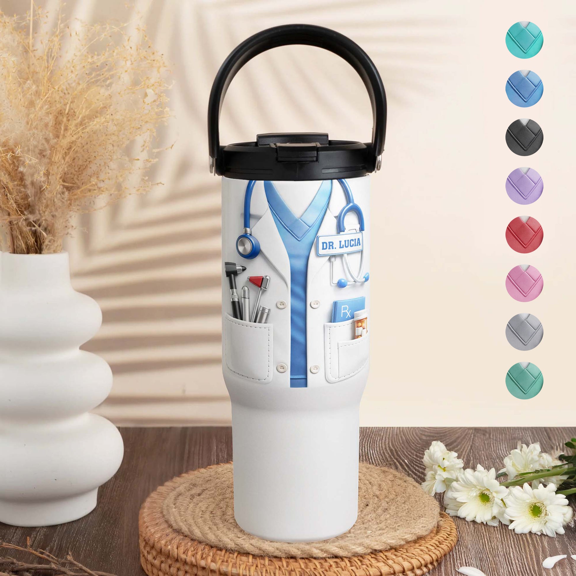 A Dedicated Healthcare Hero White Lab Coat With Stethoscope