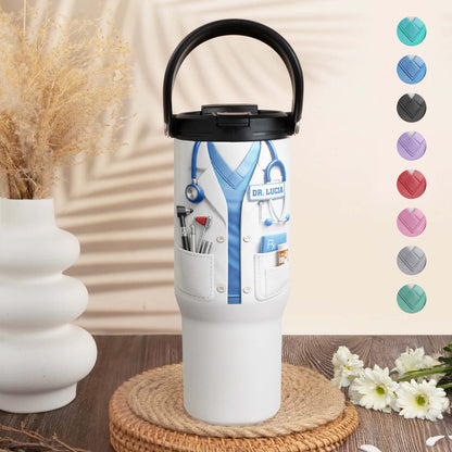 A Dedicated Healthcare Hero White Lab Coat With Stethoscope