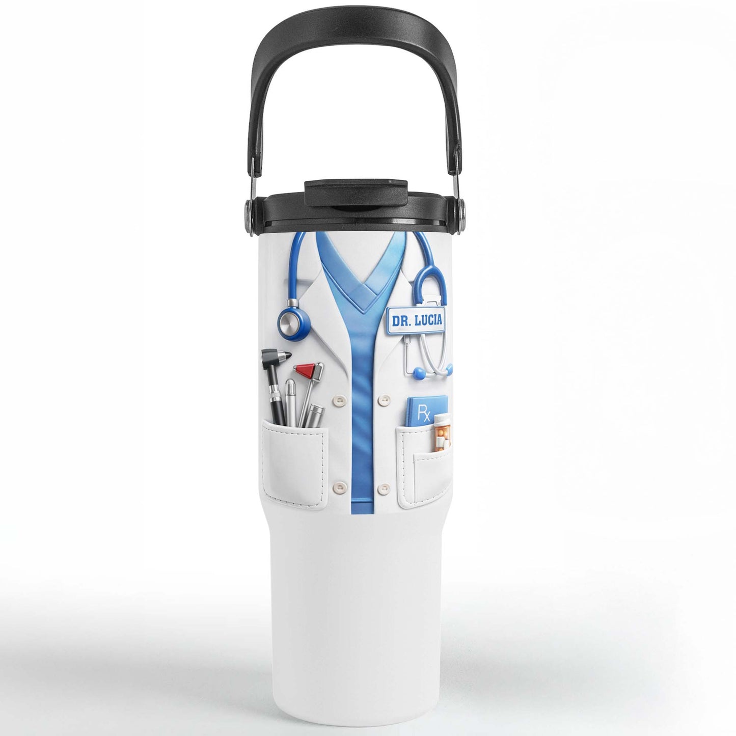 A Dedicated Healthcare Hero White Lab Coat With Stethoscope