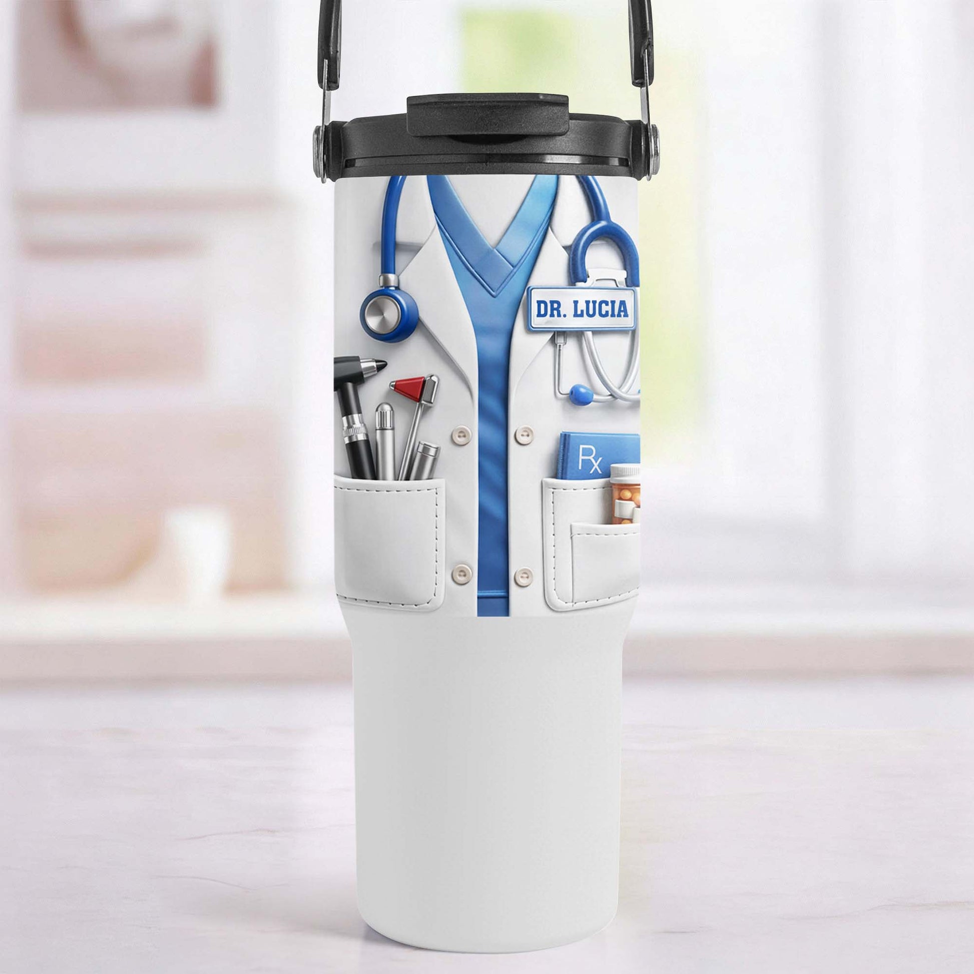 A Dedicated Healthcare Hero White Lab Coat With Stethoscope