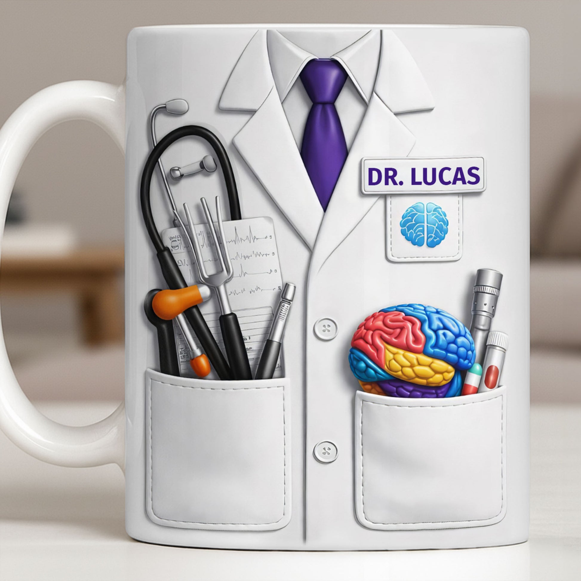 Celebrate Your Favorite Doctor With Stethoscope And Brain Model Mug