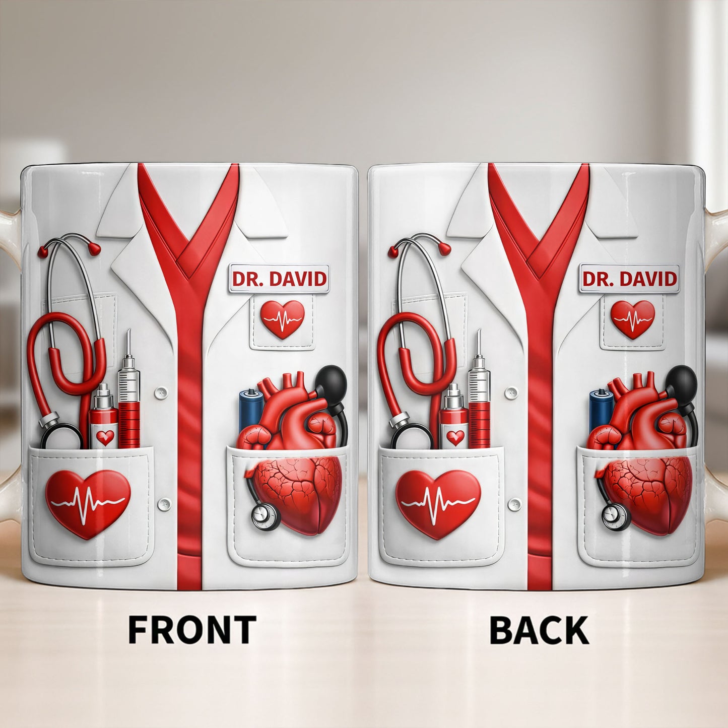 To My Favorite Doctor Highlighting Medical Tools and Heartbeat