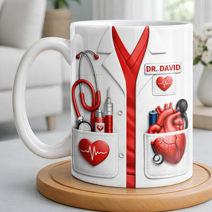 To My Favorite Doctor Highlighting Medical Tools and Heartbeat