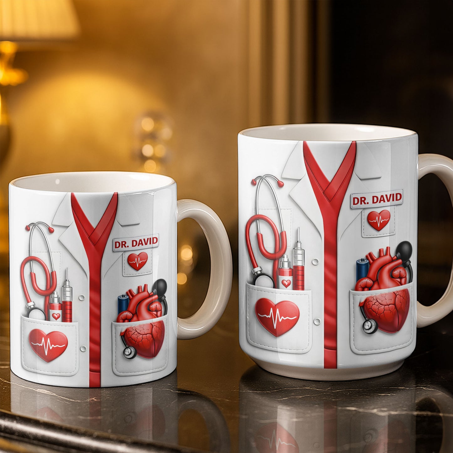 To My Favorite Doctor Highlighting Medical Tools and Heartbeat