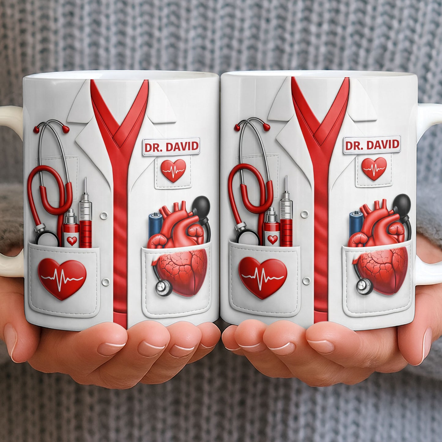 To My Favorite Doctor Highlighting Medical Tools and Heartbeat