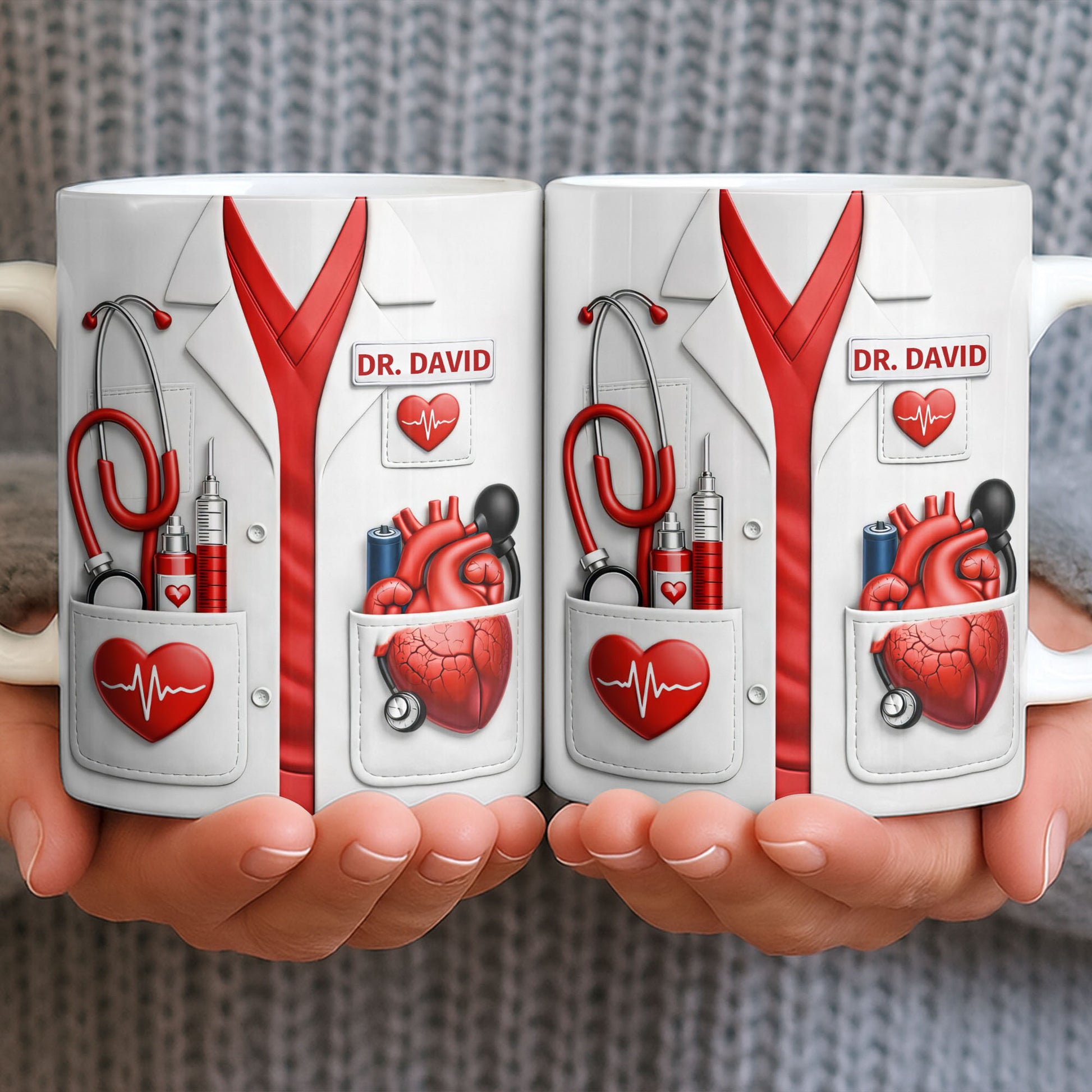 To My Favorite Doctor Highlighting Medical Tools and Heartbeat