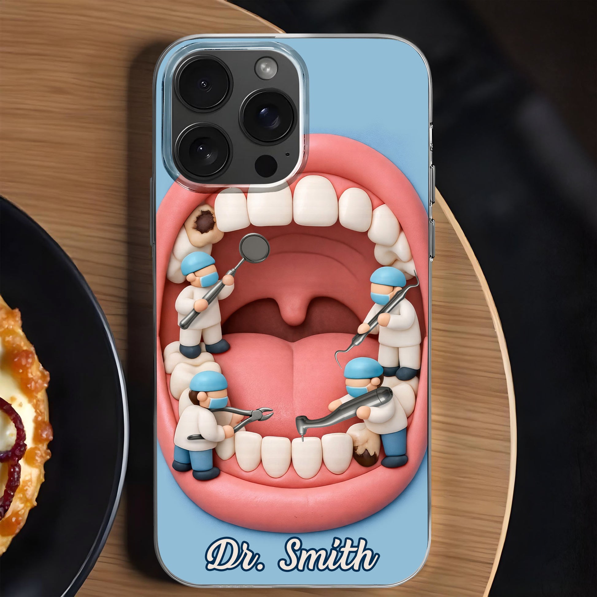 Unique Dentist-Themed Design With Teeth And Dental Tools