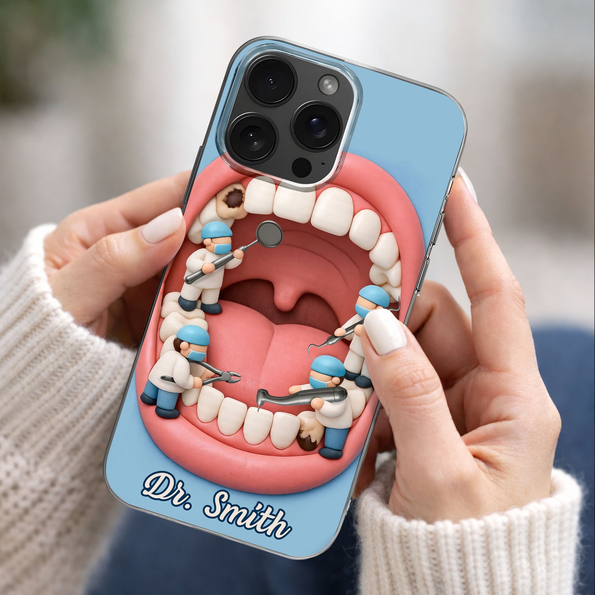 Unique Dentist-Themed Design With Teeth And Dental Tools