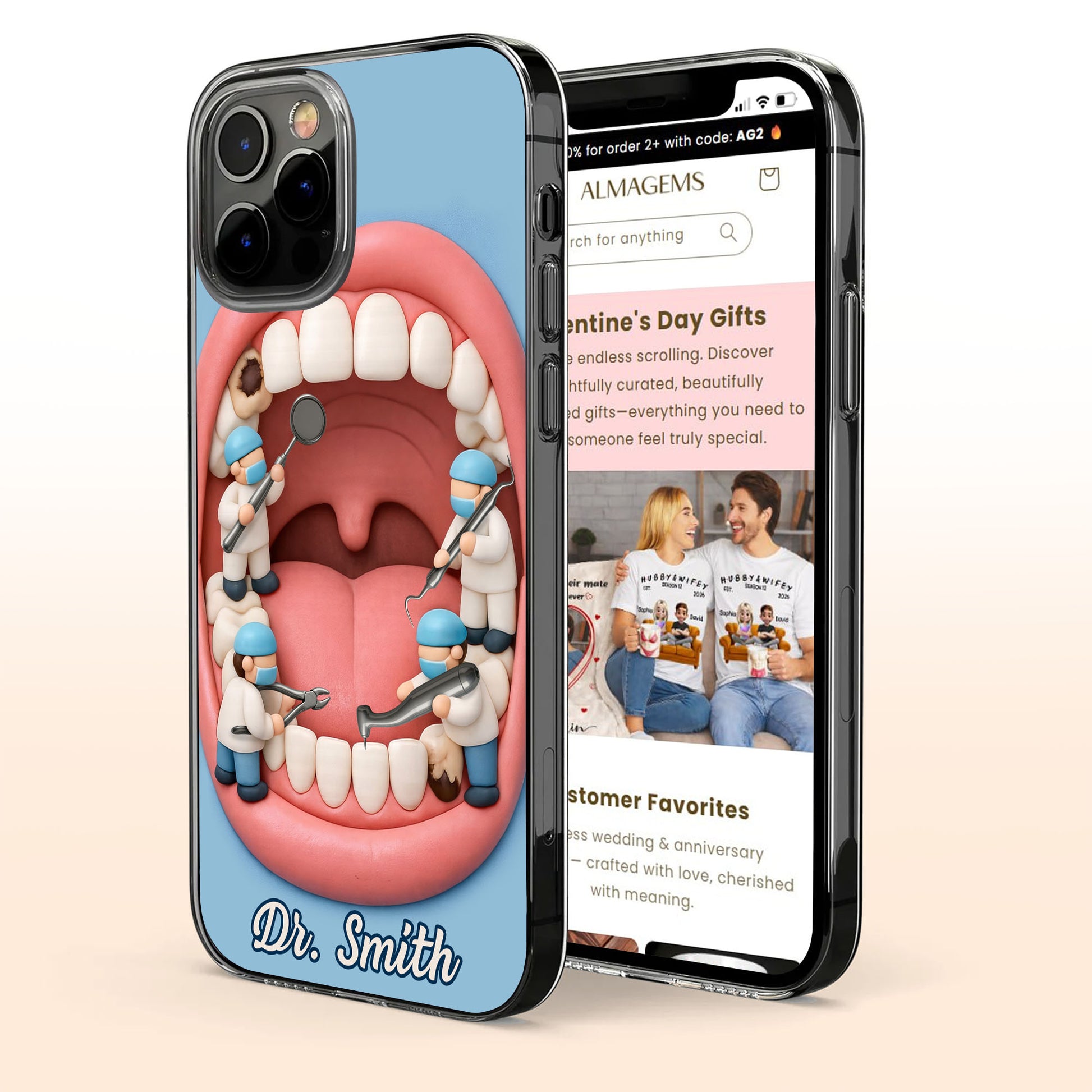 Unique Dentist-Themed Design With Teeth And Dental Tools