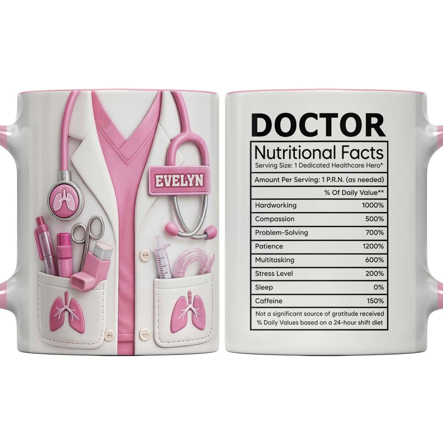 Dedicated To Healing Medical Lab Coat With Stethoscope And Lung Icons