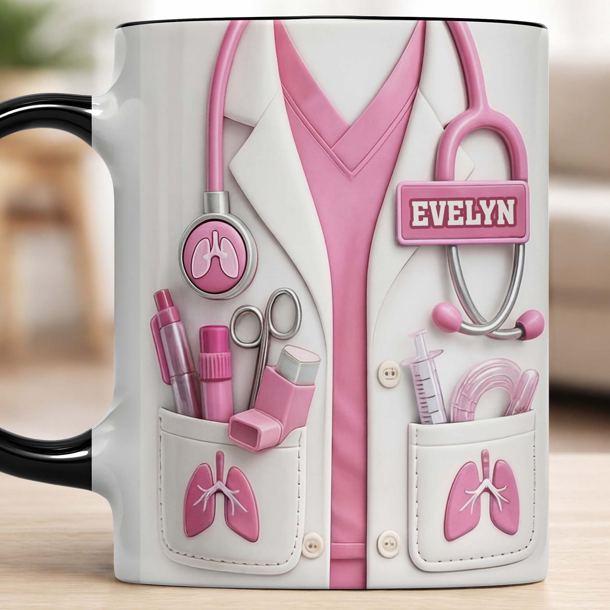 Dedicated To Healing Medical Lab Coat With Stethoscope And Lung Icons