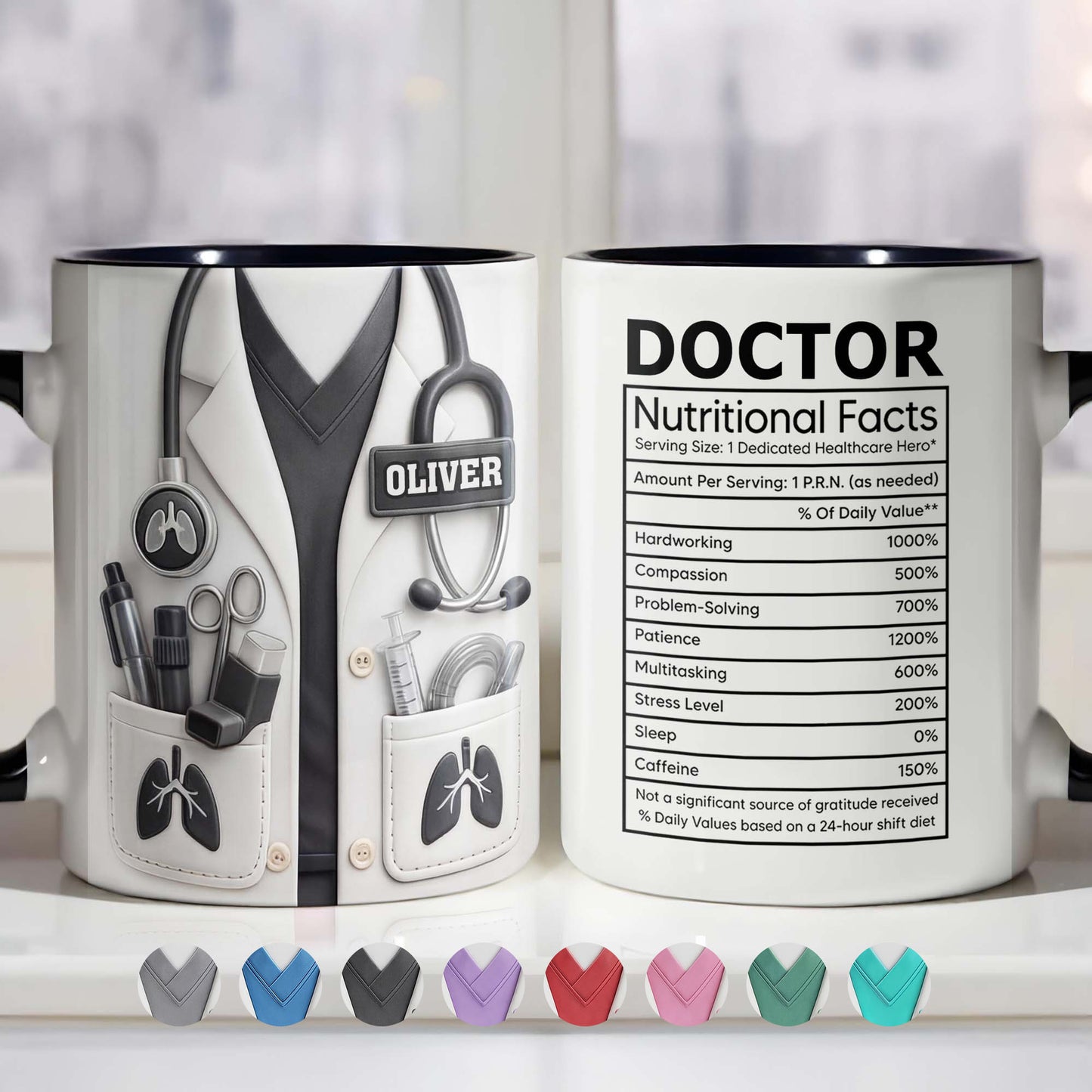 Dedicated To Healing Medical Lab Coat With Stethoscope And Lung Icons
