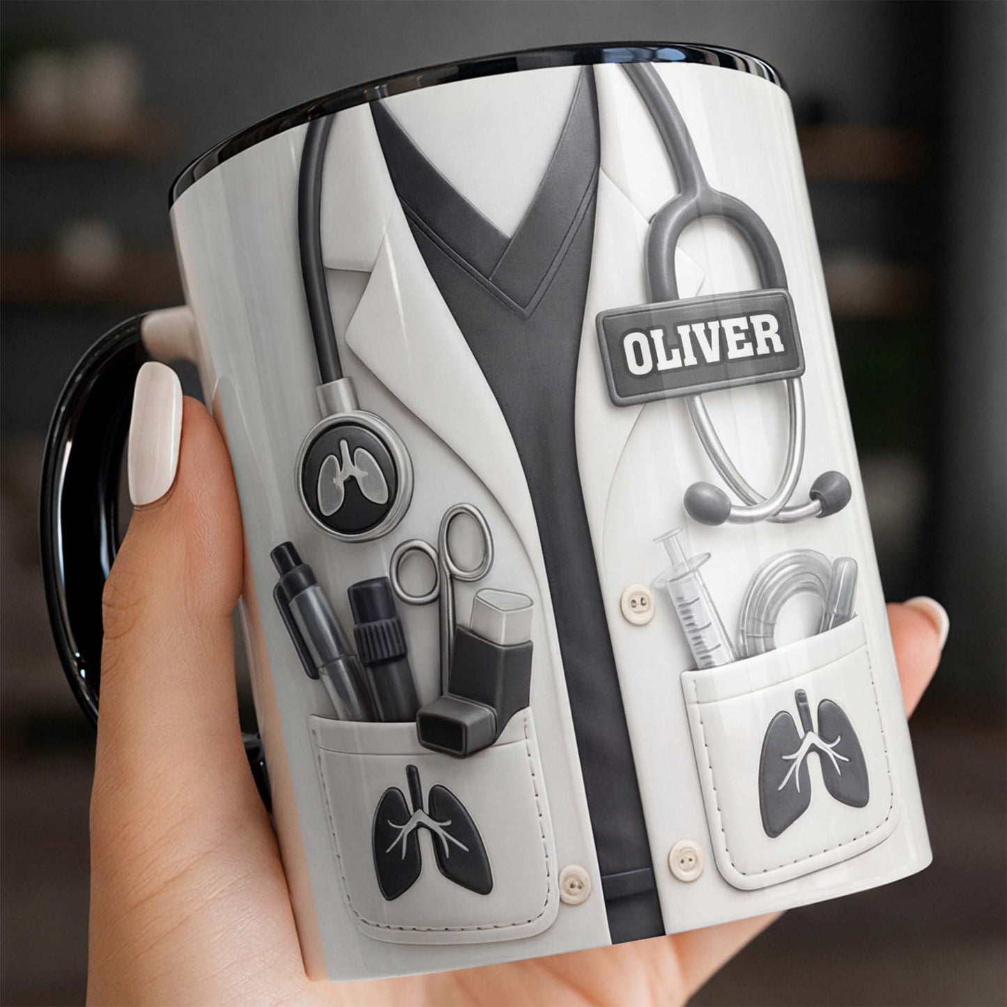 Dedicated To Healing Medical Lab Coat With Stethoscope And Lung Icons