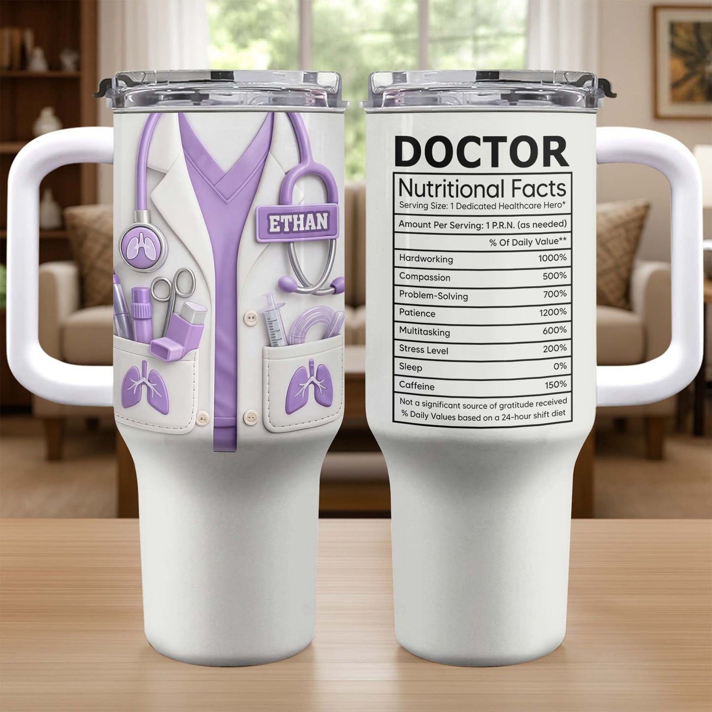 Doctor Nutritional Facts Lab Coat And Stethoscope Personalize Healthcare Gift