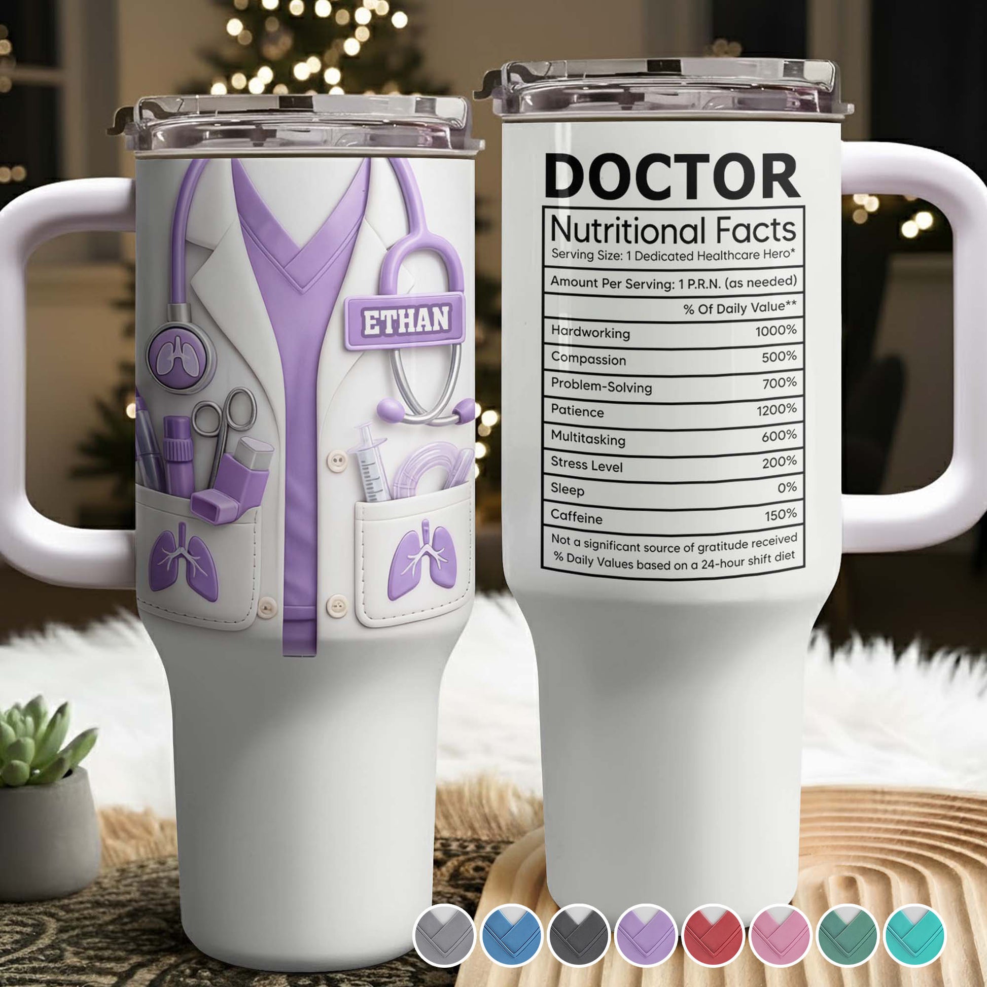 Doctor Nutritional Facts Lab Coat And Stethoscope Personalize Healthcare Gift