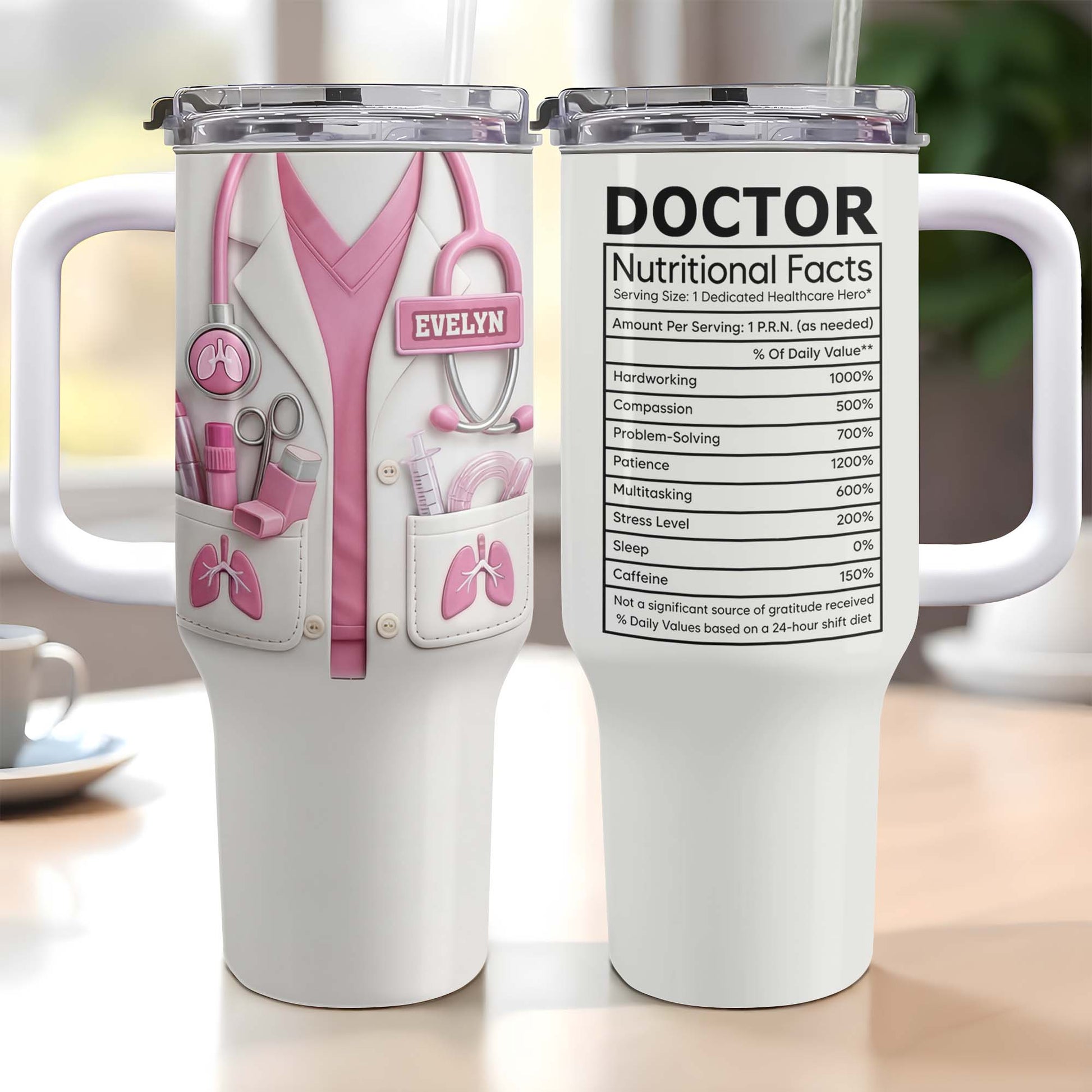 Doctor Nutritional Facts Lab Coat And Stethoscope Personalize Healthcare Gift
