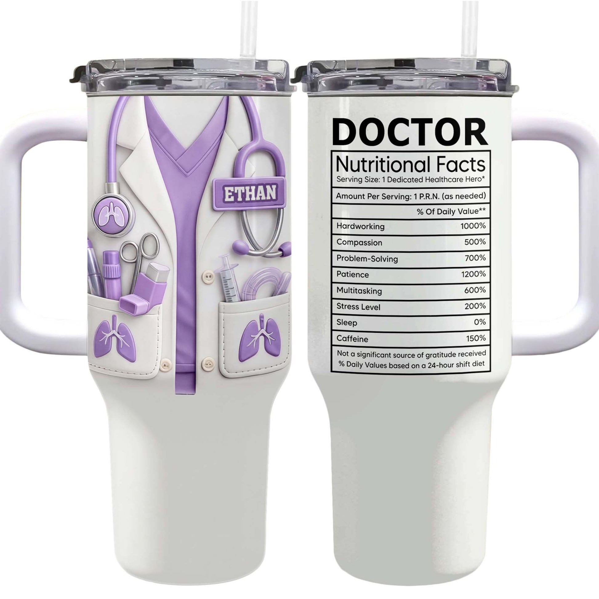Doctor Nutritional Facts Lab Coat And Stethoscope Personalize Healthcare Gift