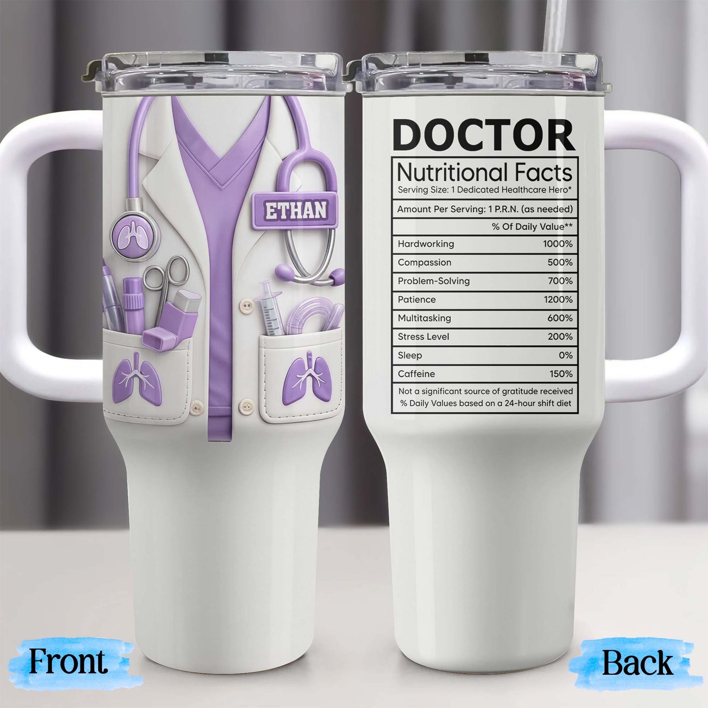 Doctor Nutritional Facts Lab Coat And Stethoscope Personalize Healthcare Gift