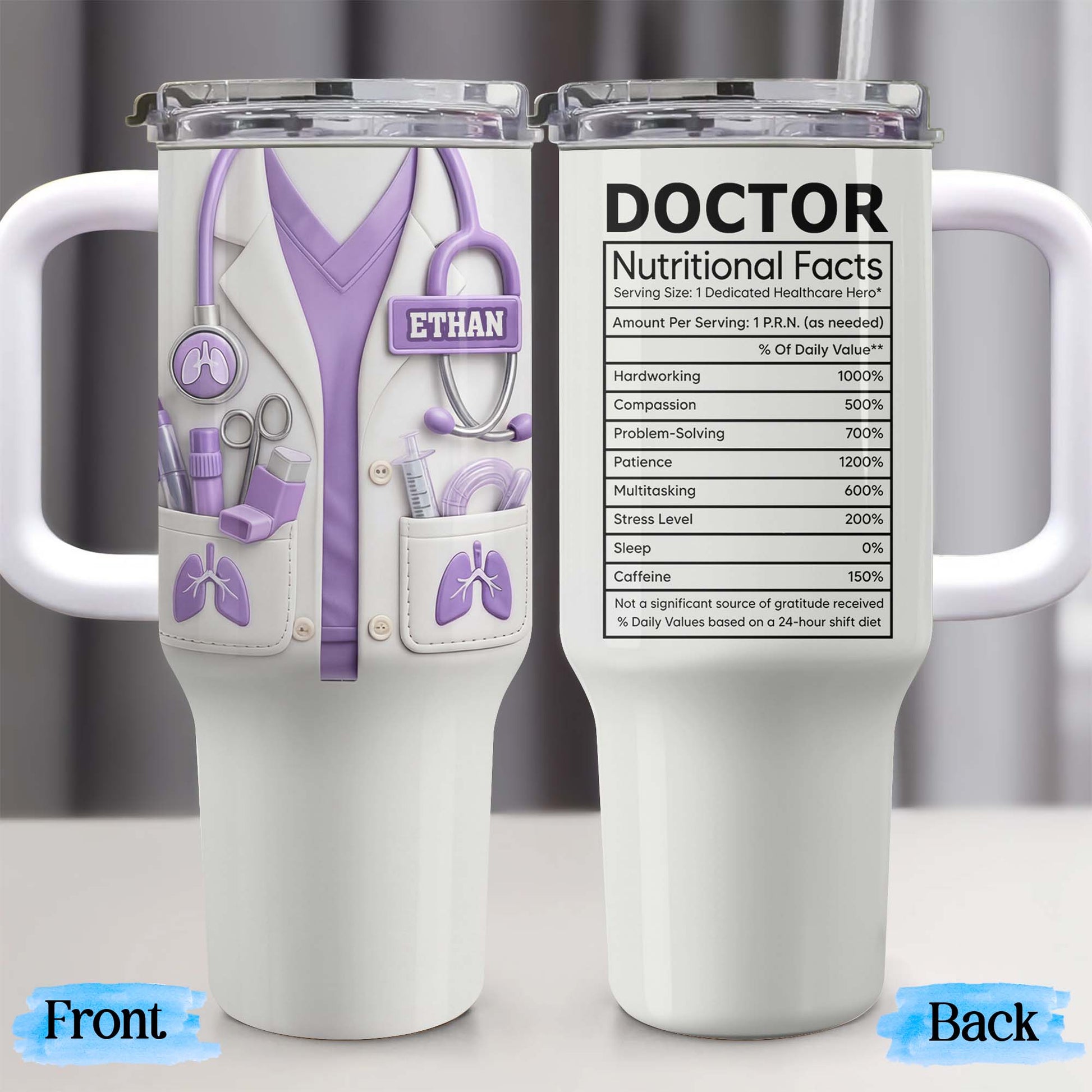 Doctor Nutritional Facts Lab Coat And Stethoscope Personalize Healthcare Gift