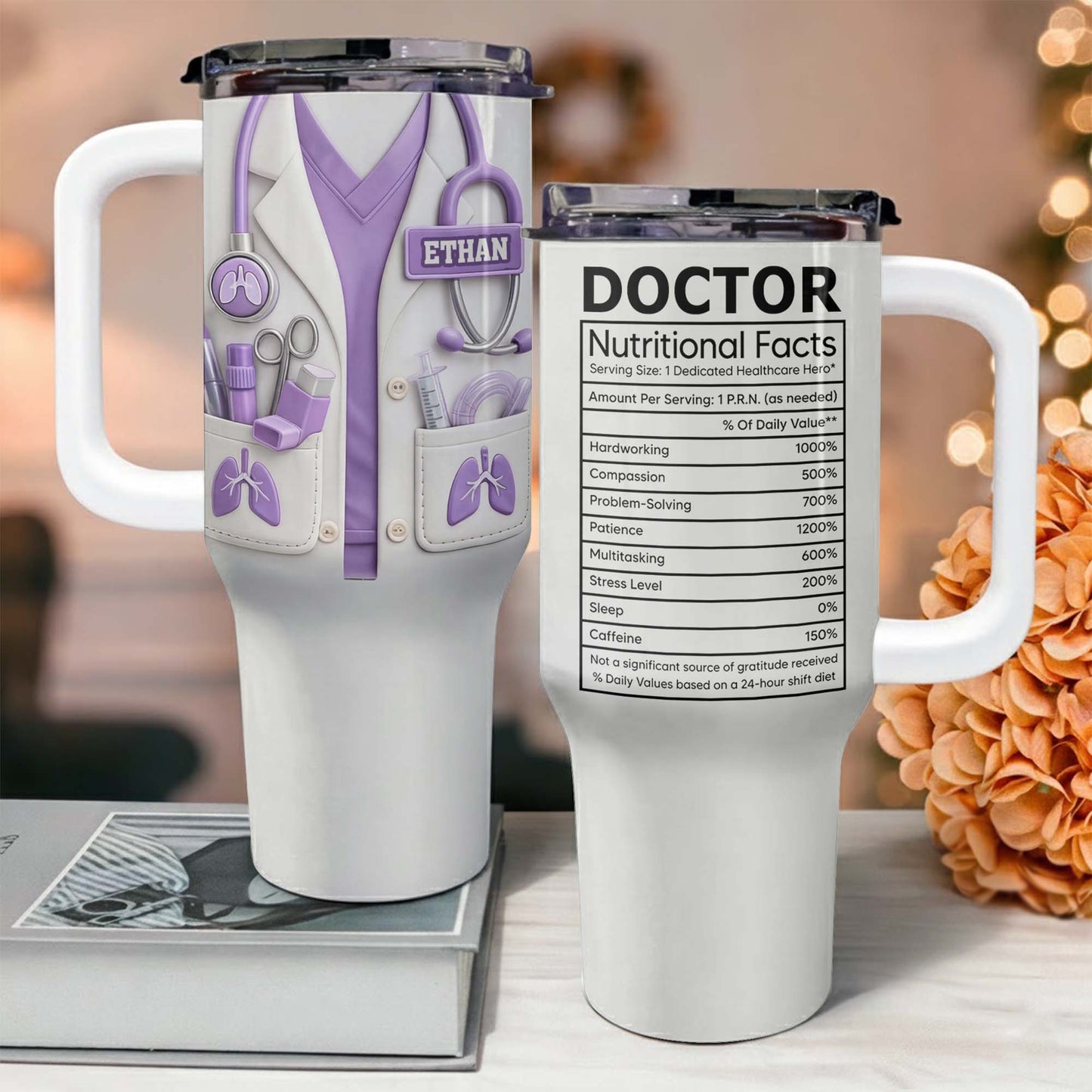 Doctor Nutritional Facts Lab Coat And Stethoscope Personalize Healthcare Gift