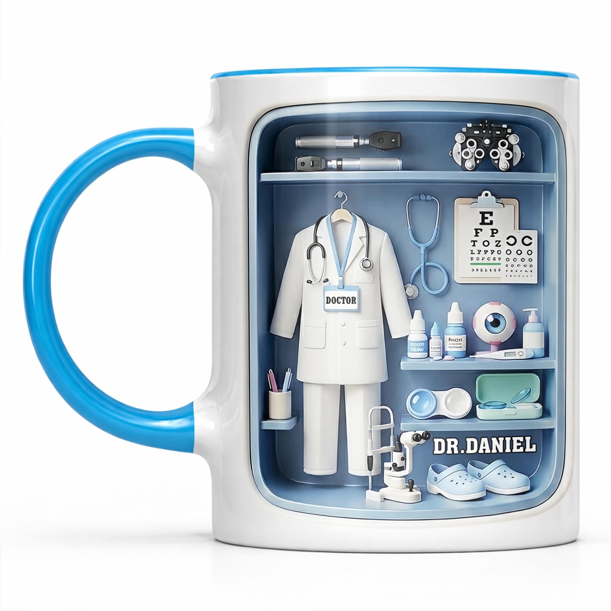 Doctor Office Shelf With Stethoscope And Medical Equipment