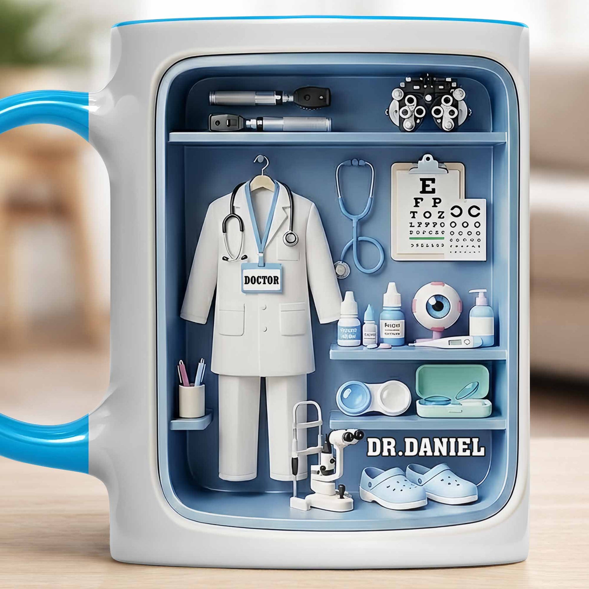 Doctor Office Shelf With Stethoscope And Medical Equipment