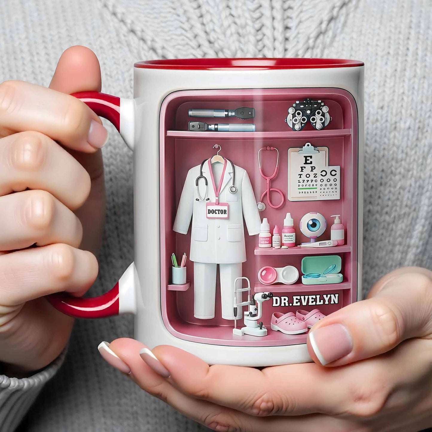 Doctor Office Shelf With Stethoscope And Medical Equipment