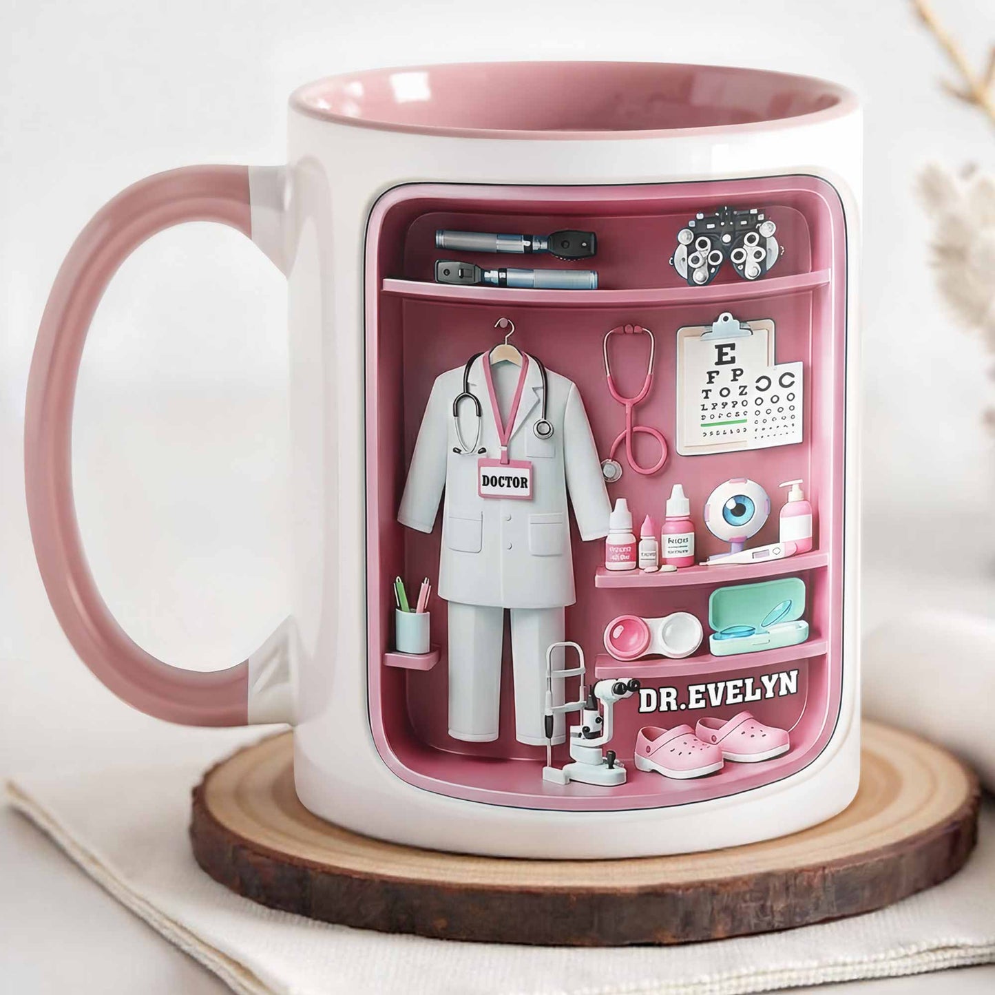 Doctor Office Shelf With Stethoscope And Medical Equipment