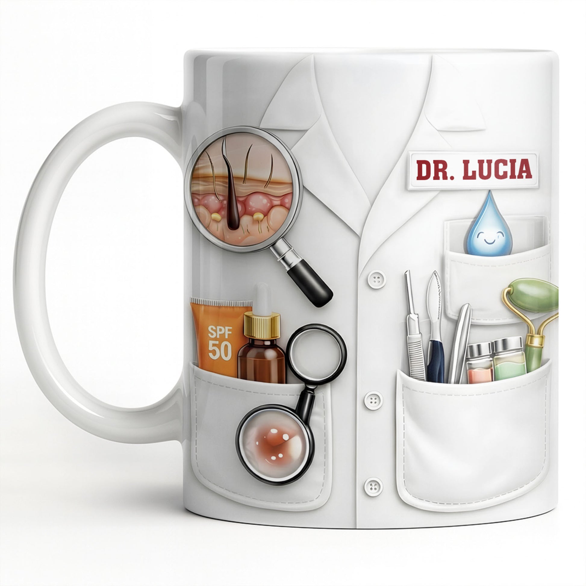 Customize With Name and Specialty, Doctor's Coat and Medical Equipment