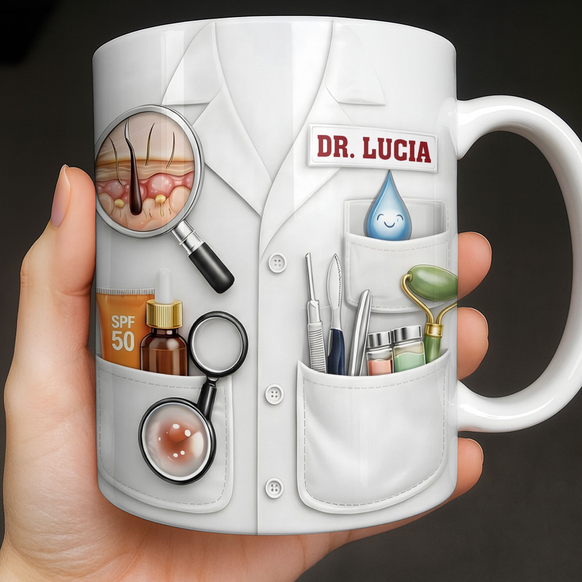 Customize With Name and Specialty, Doctor's Coat and Medical Equipment